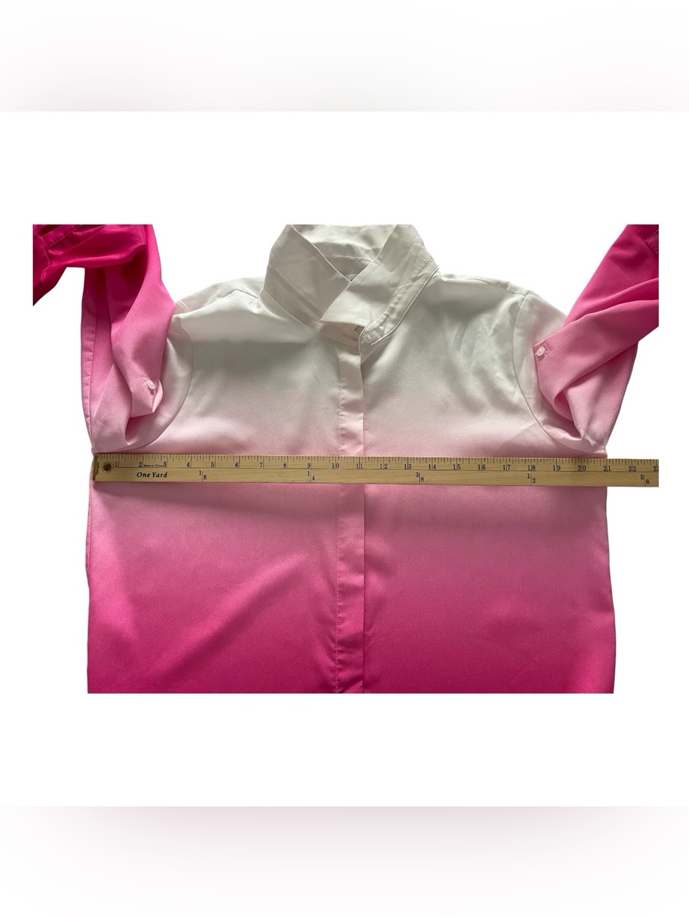 Calvin Klein Women's Ombre Pink White Button Down Shirt,L - Picture 10 of 12